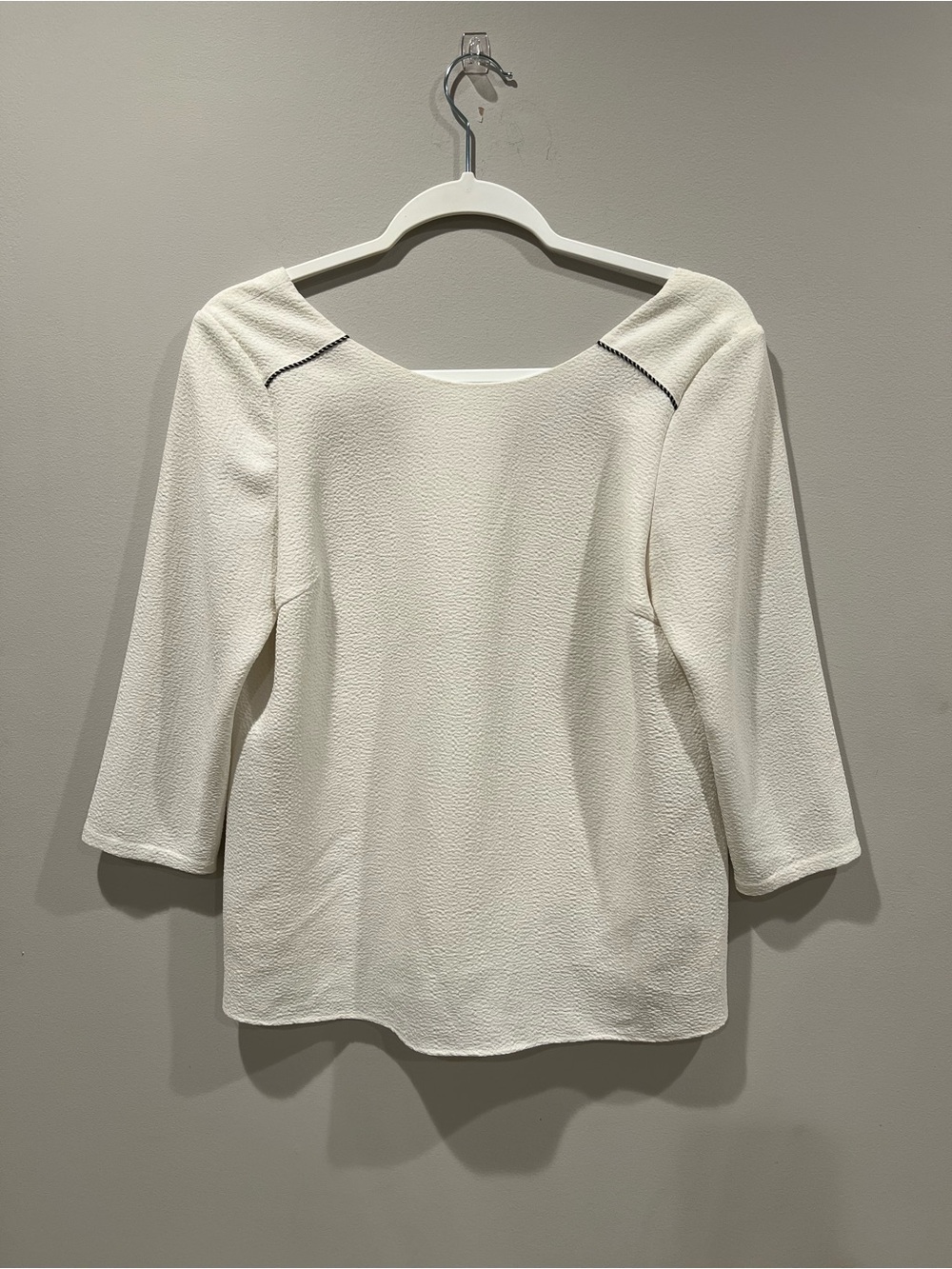 Sézane Cream Textured 3/4 Sleeve Top French Girl Parisian Chic Size 38 (US 6)